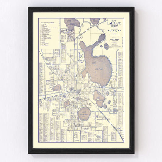 Vintage map of Lakeland, Florida, 1930
