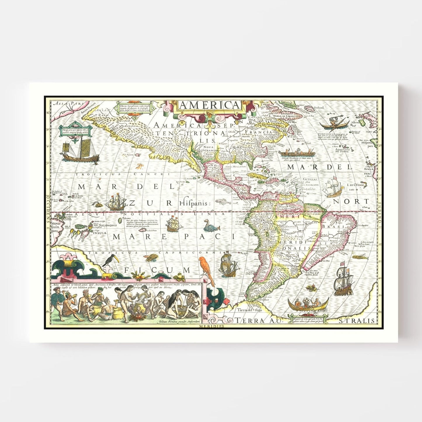 Vintage Map of America, 1606
