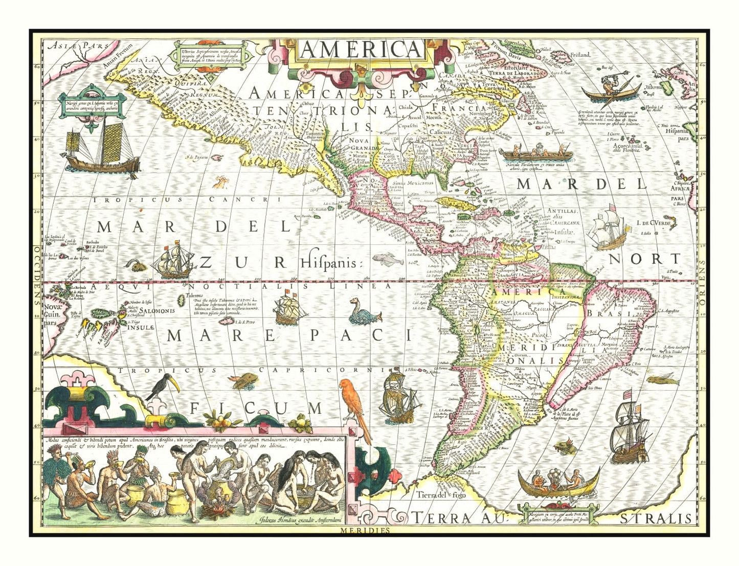 Vintage Map of America, 1606