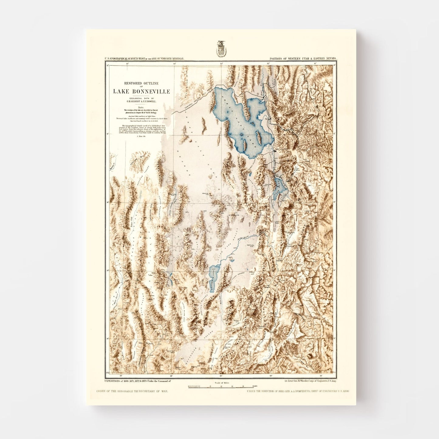 Vintage Lake Bonneville Map, 1877