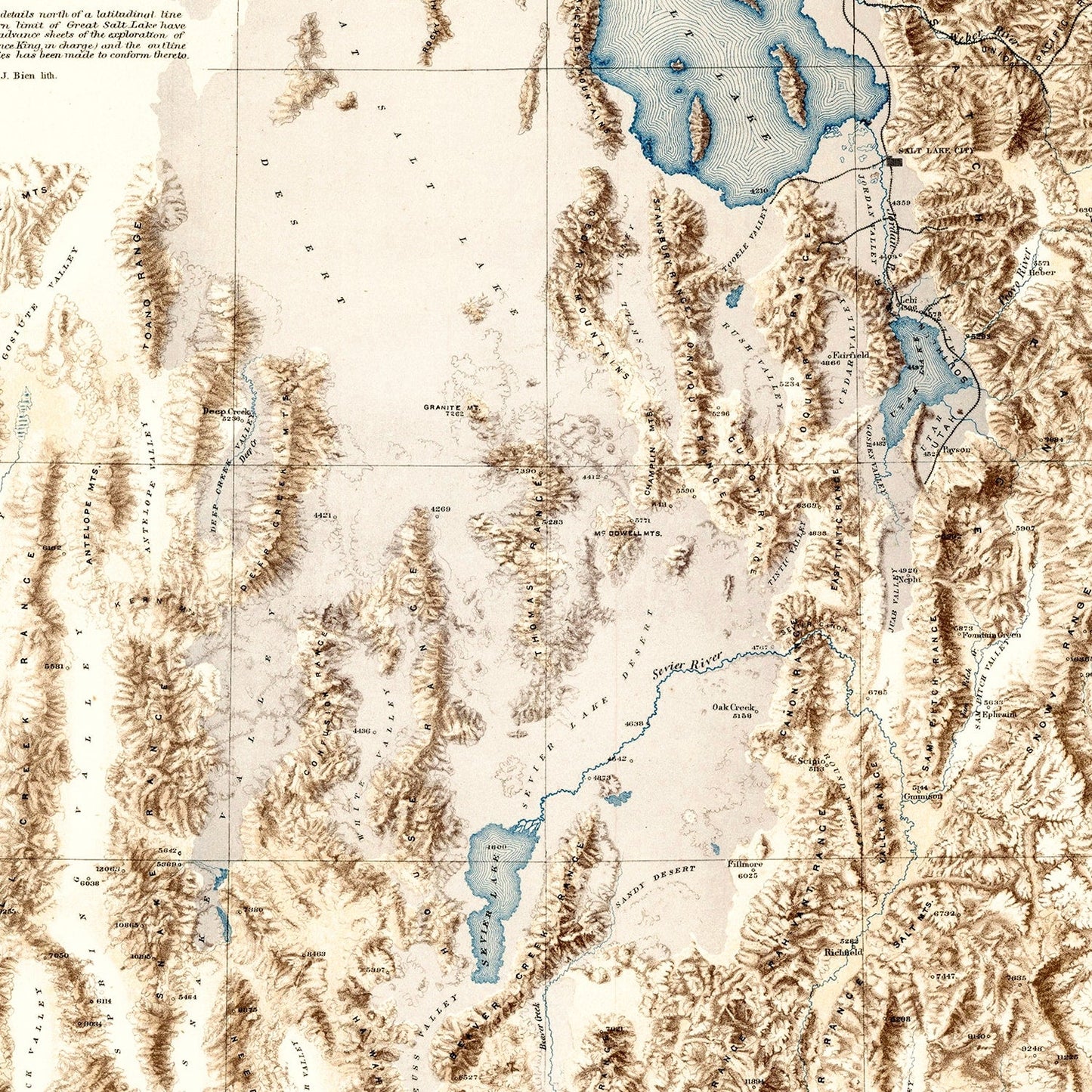 Vintage Lake Bonneville Map, 1877