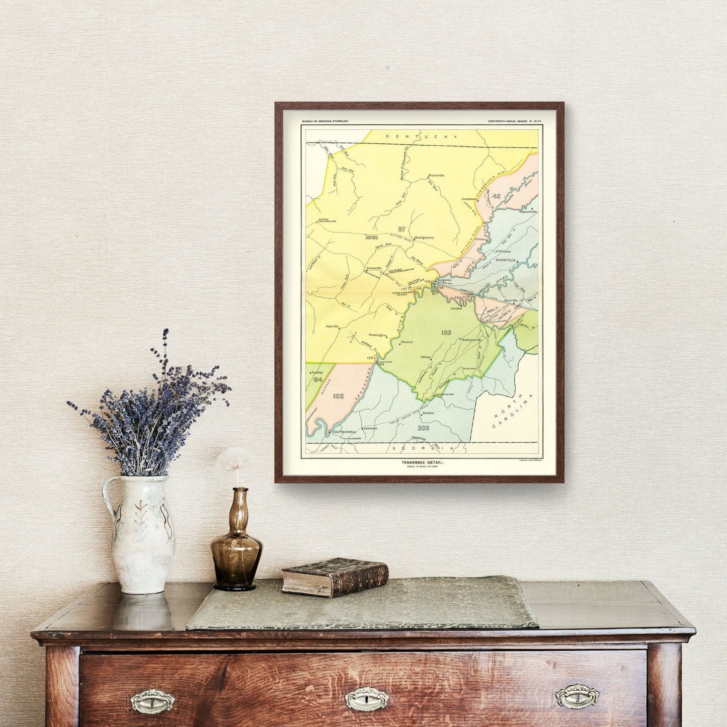 Cherokee Treaty Cessions Vintage Map 1897 Wall Art
