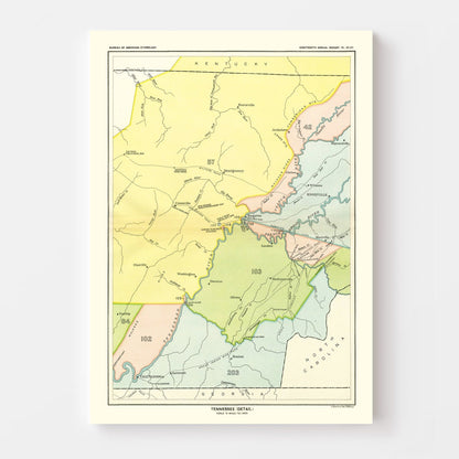 Cherokee Treaty Cessions Vintage Map 1897 Wall Art