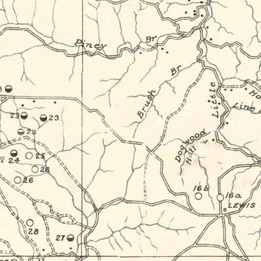 Lewis County TN Iron Ore Mines Vintage Map 1915 Wall Art