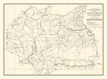 Lewis County TN Iron Ore Mines Vintage Map 1915 Wall Art