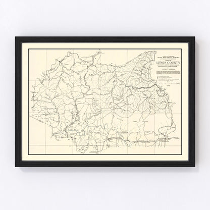 Vintage Lewis County Tennessee iron ore mines map, 1915, digitally restored print