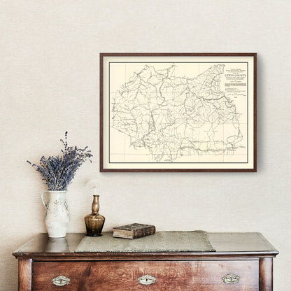 Lewis County TN Iron Ore Mines Vintage Map 1915 Wall Art