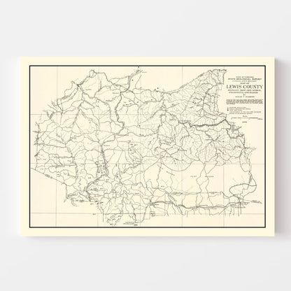 Lewis County TN Iron Ore Mines Vintage Map 1915 Wall Art