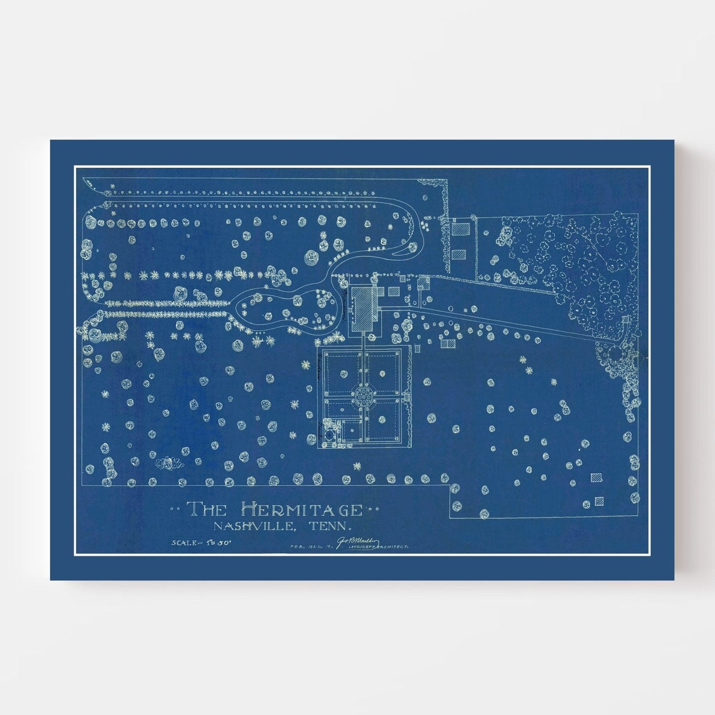 Vintage Map of the Hermitage, Nashville, Tennessee, 1920