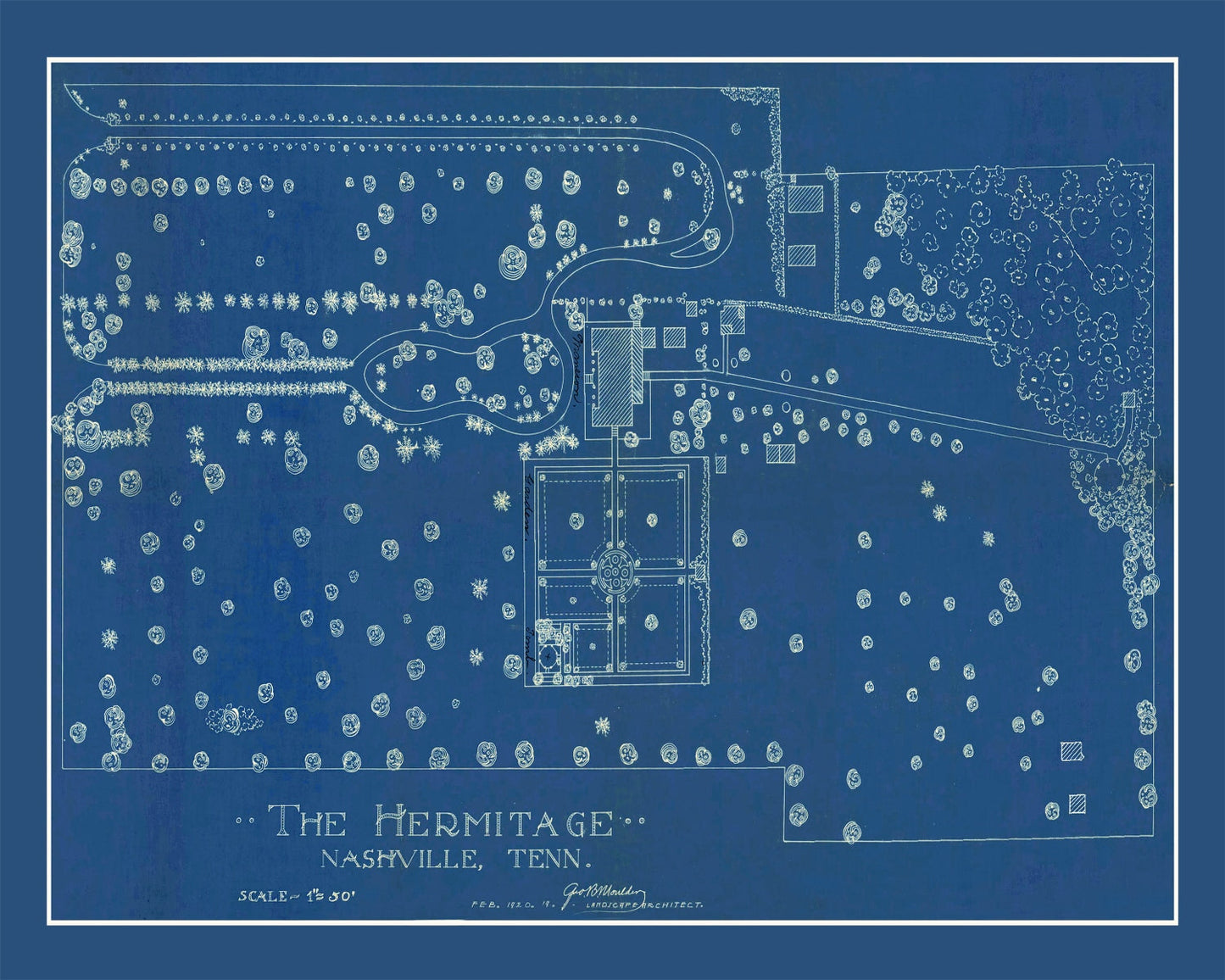 Vintage Map of the Hermitage, Nashville, Tennessee, 1920