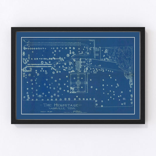 vintage map of the Hermitage, Nashville, Tennessee, 1920