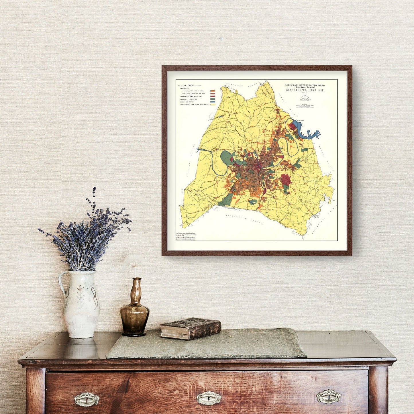 Vintage Map of Nashville, Tennessee, 1956
