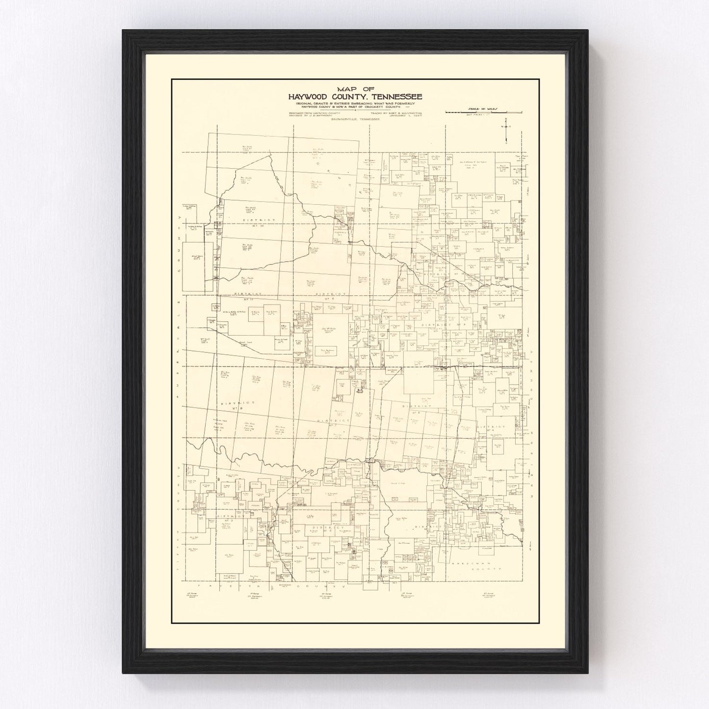 Vintage map of Haywood County, Tennessee, 1927