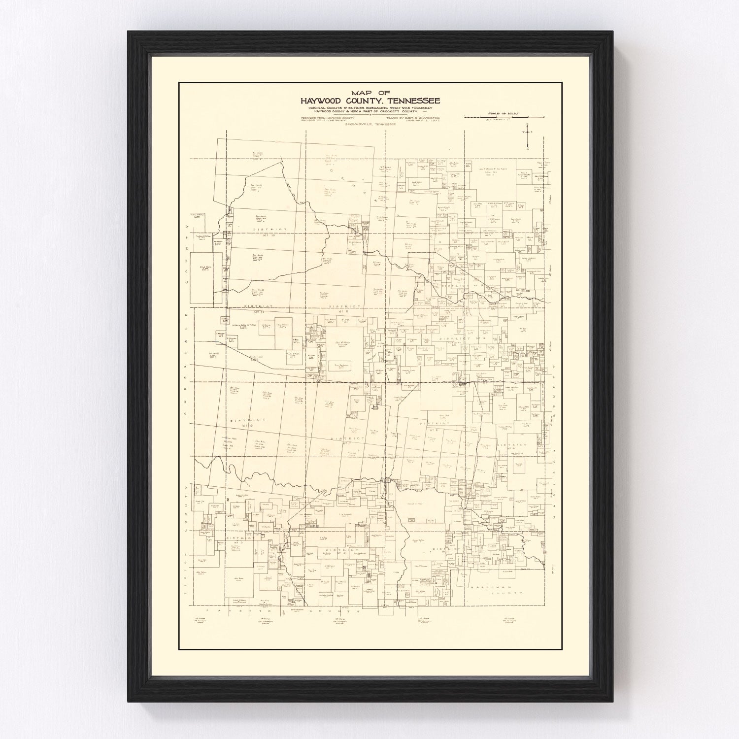 Vintage map of Haywood County, Tennessee, 1927