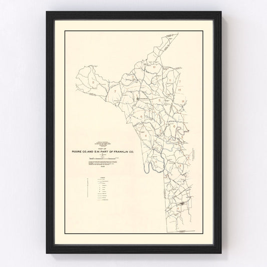 vintage map of Moore County, Tennessee, 1935