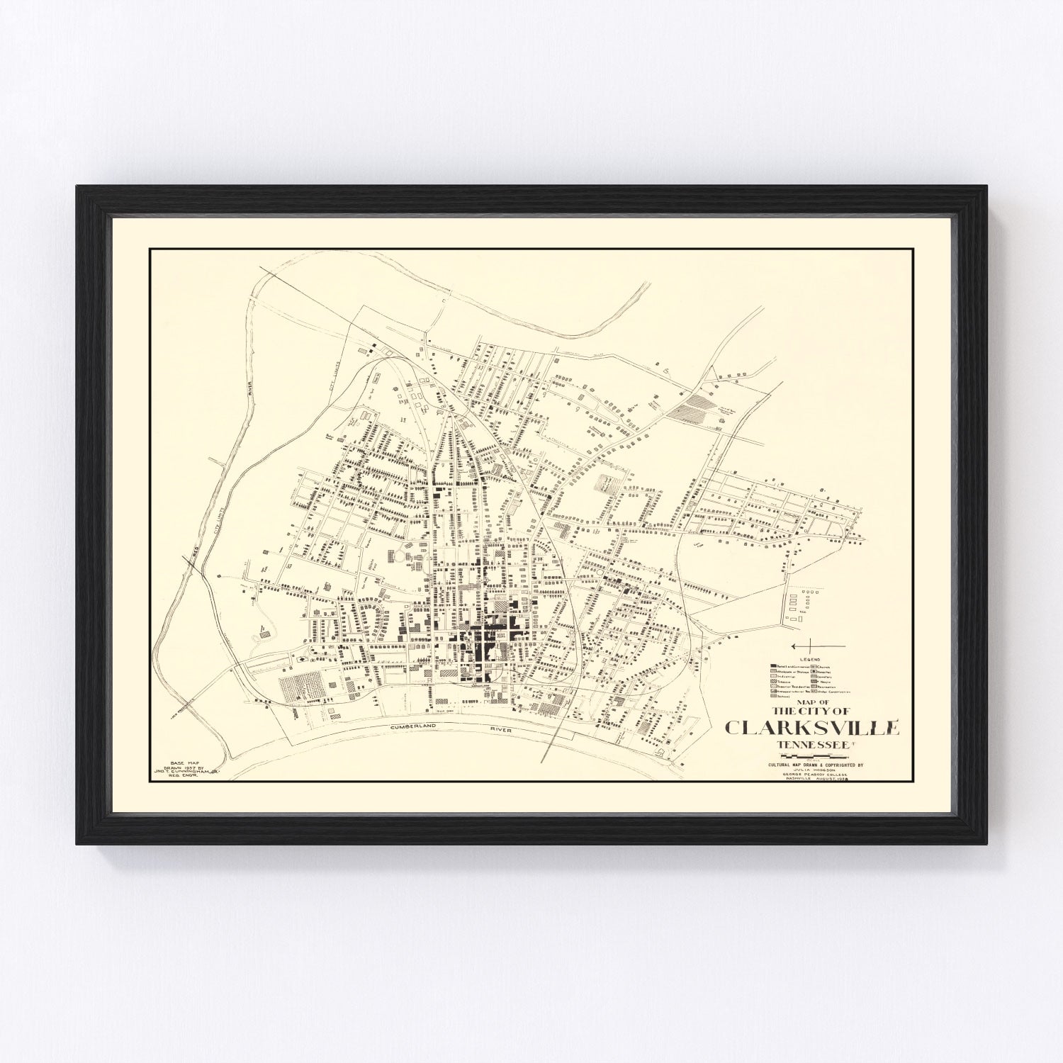 Vintage map of Clarksville, Tennessee, 1938