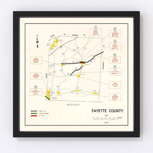 vintage map of Fayette County, Tennessee, 1997