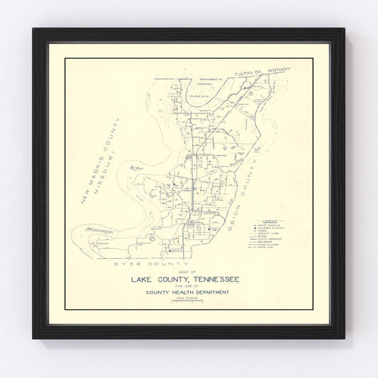 vintage map of Lake County, Tennessee, 1930