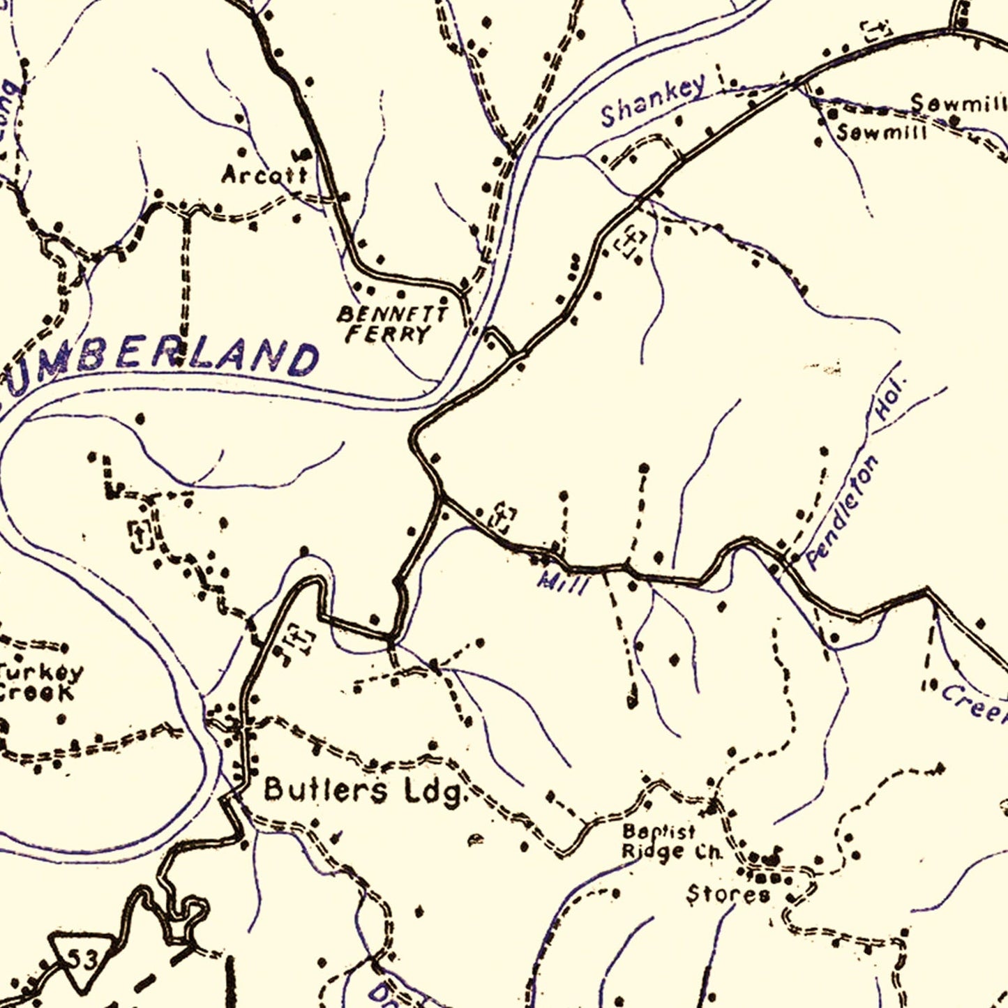 Vintage Map of Clay County, Tennessee, 1938