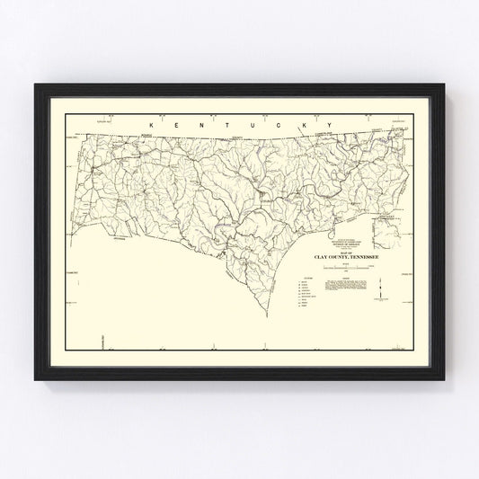 vintage map of Clay County, Tennessee, 1938