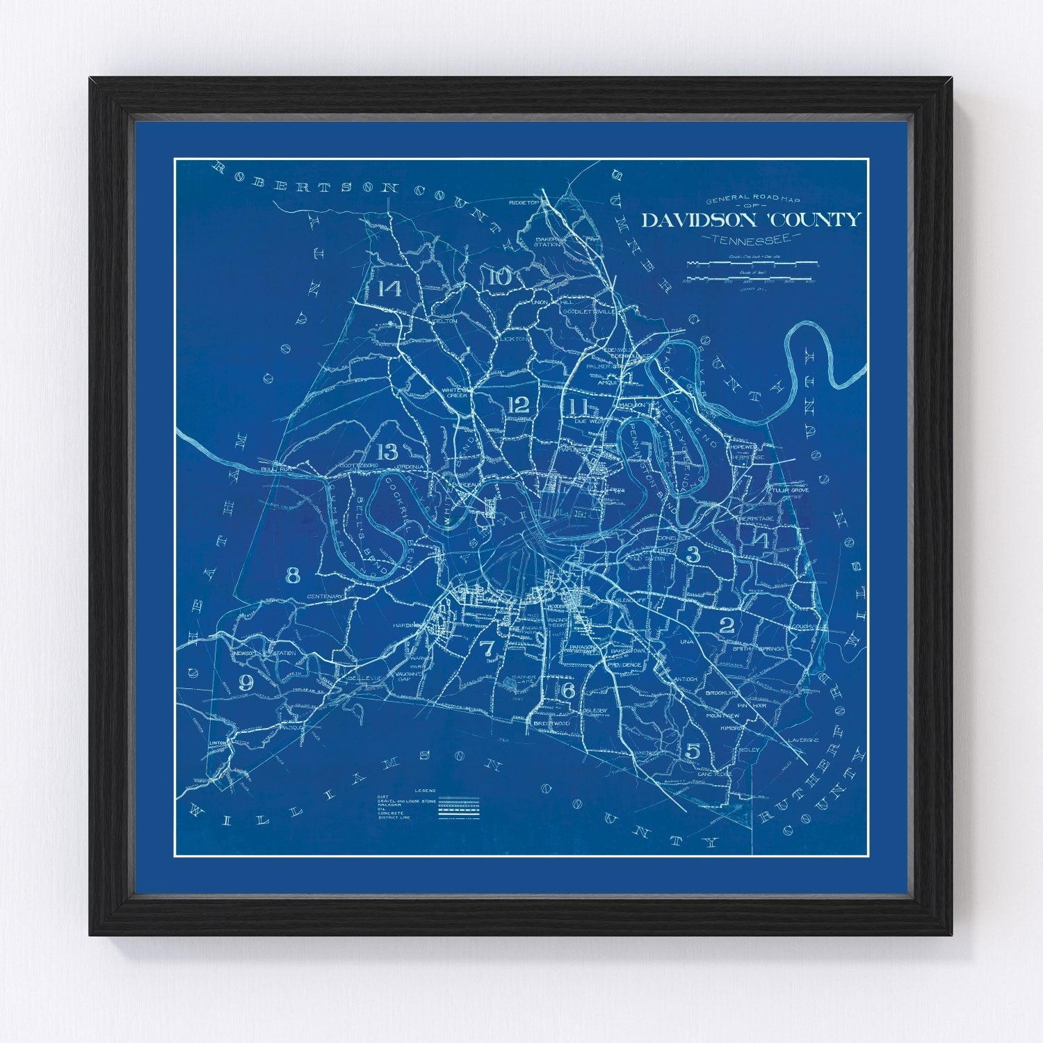 Vintage map of Davidson County, Tennessee, 1940