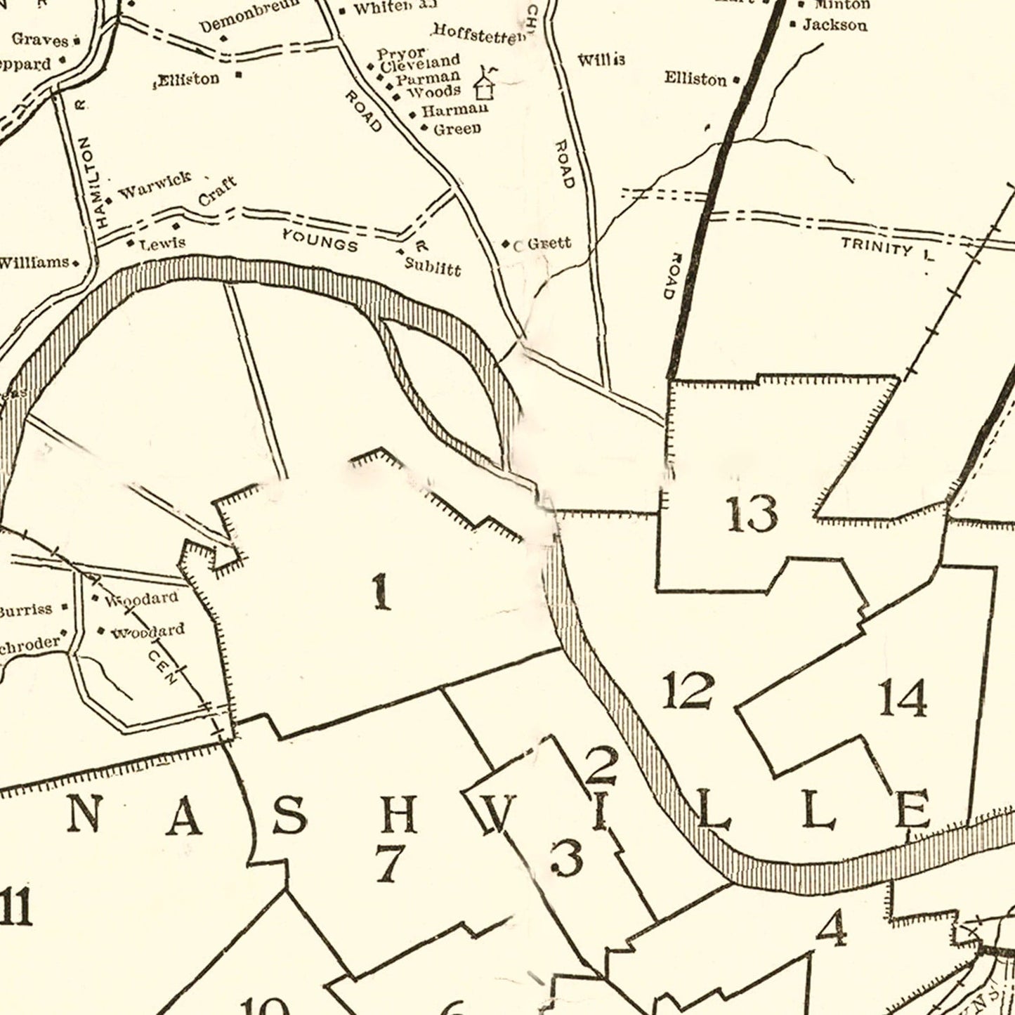 Vintage Map of Davidson County, Tennessee, 1920