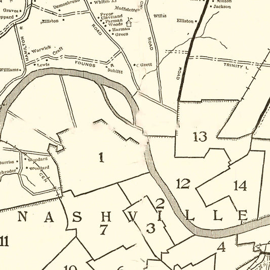 Vintage Map of Davidson County, Tennessee, 1920