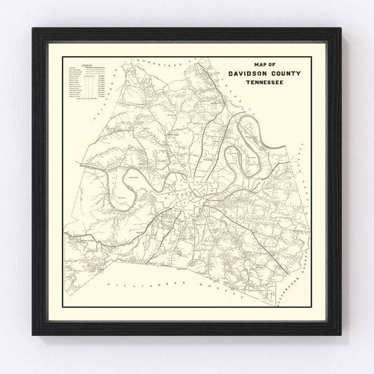 vintage map of Davidson County, Tennessee, 1920