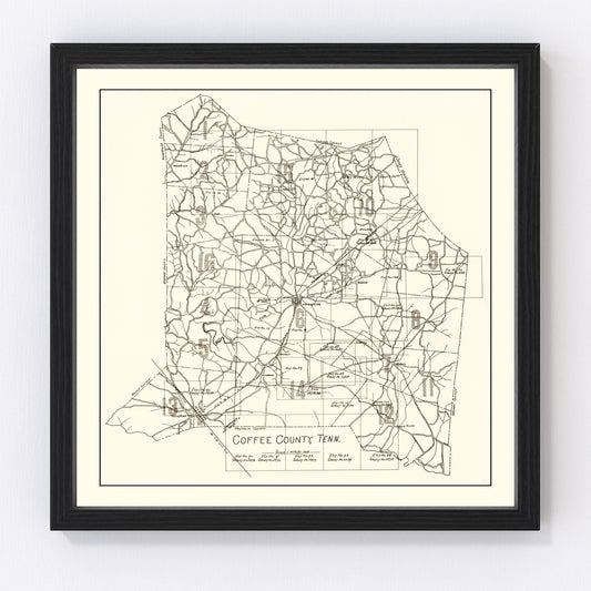 Vintage map of Coffee County, Tennessee, 1938