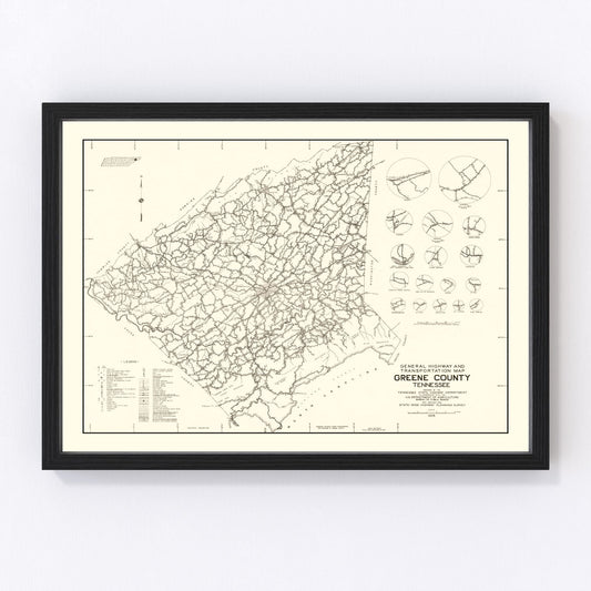 vintage map of Greene County, Tennessee, 1938