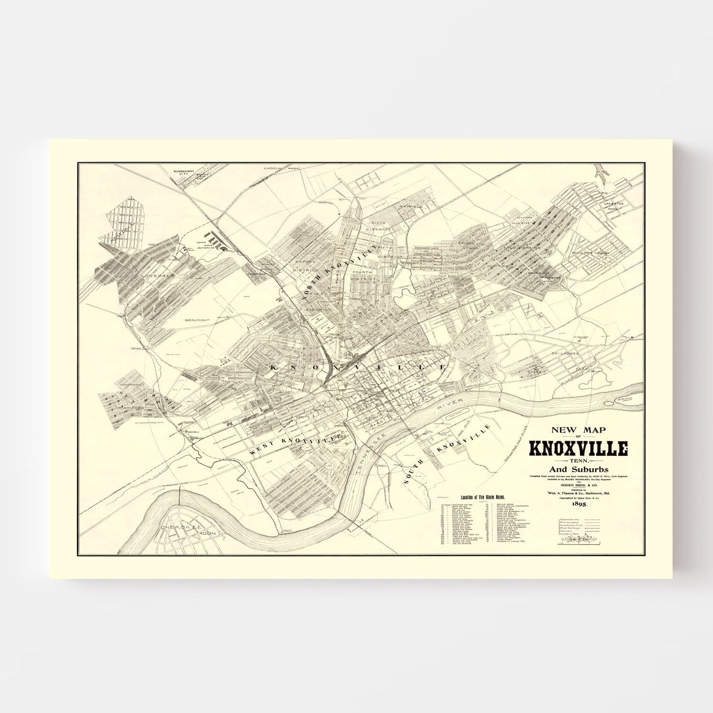 Vintage Map of Knoxville, Tennessee, 1895
