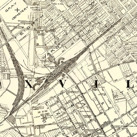 Vintage Map of Knoxville, Tennessee, 1895