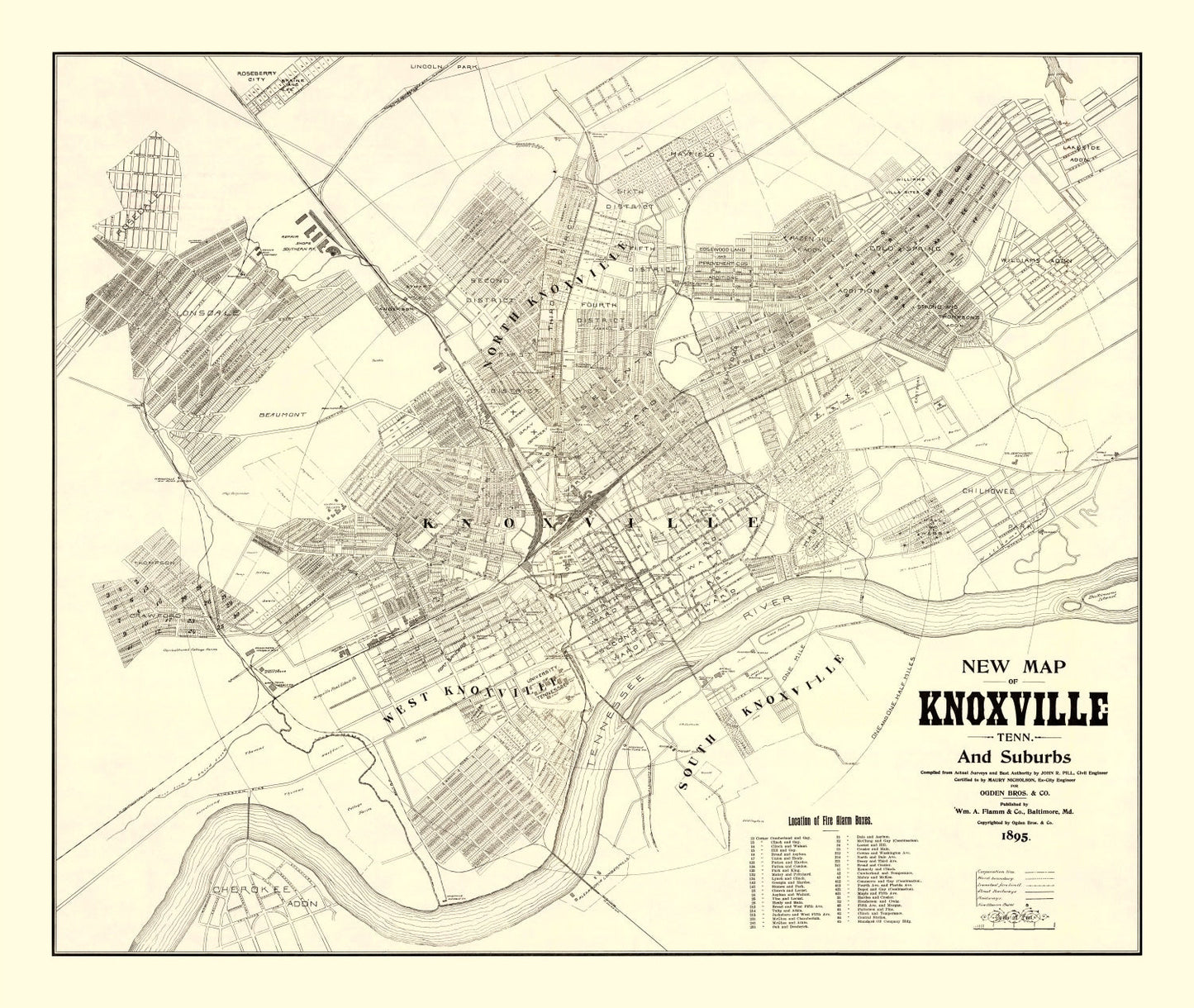 Vintage Map of Knoxville, Tennessee, 1895
