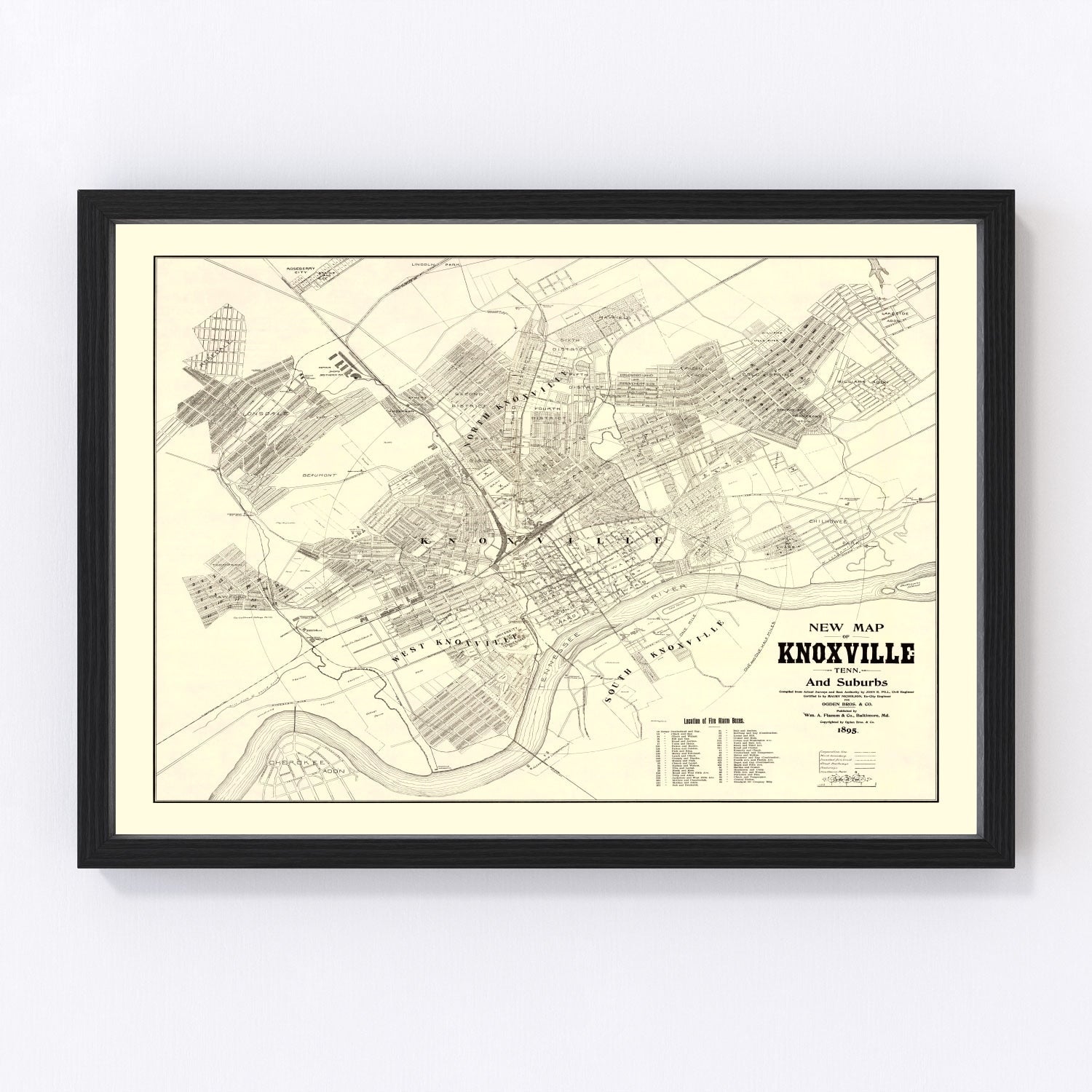 vintage map of Knoxville, Tennessee, 1895