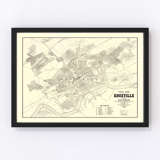 vintage map of Knoxville, Tennessee, 1895