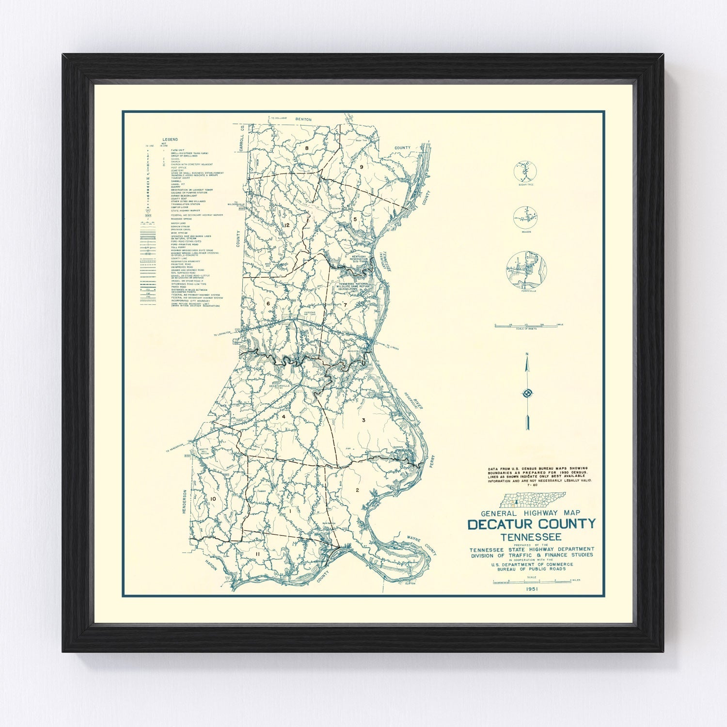 Vintage map of Decatur County, Tennessee, 1951