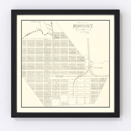 Vintage map of Monterey, Tennessee, 1890