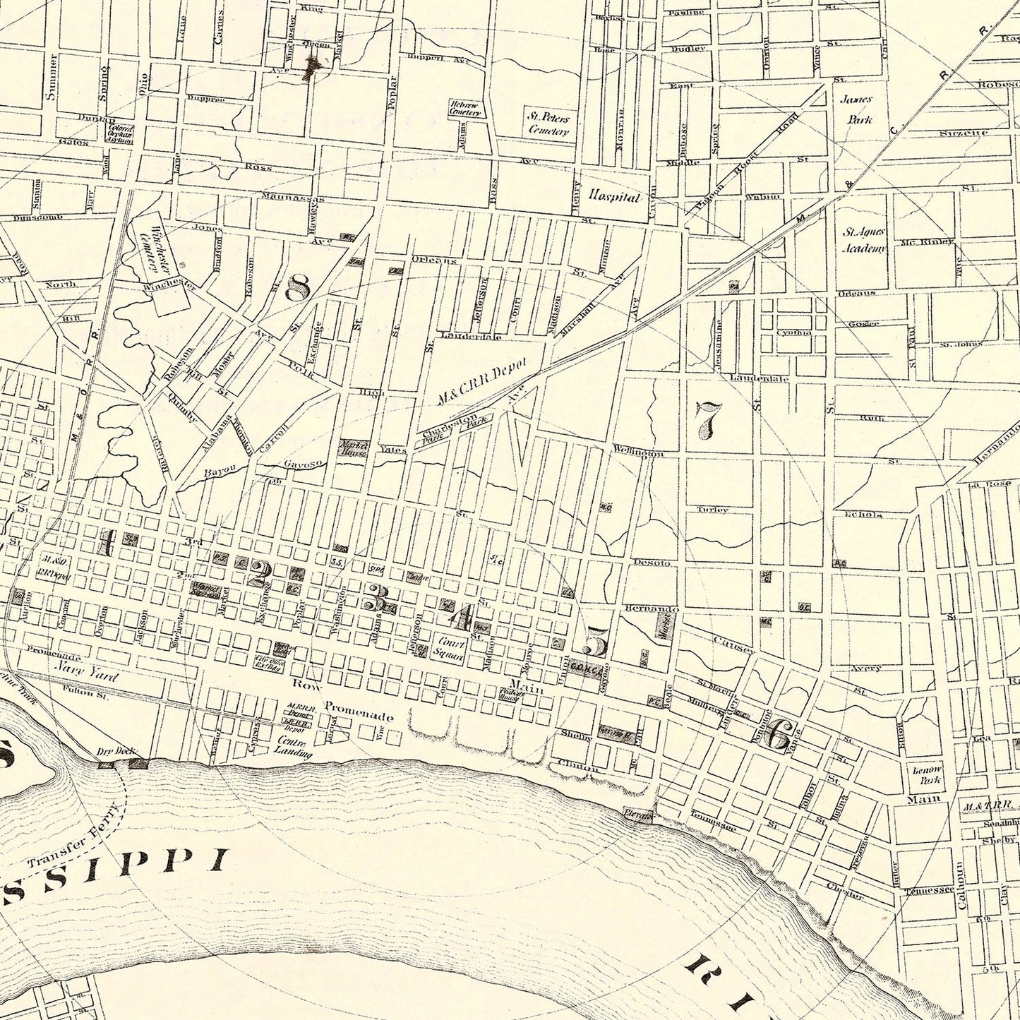 Vintage Map of Memphis, Tennessee, 1872