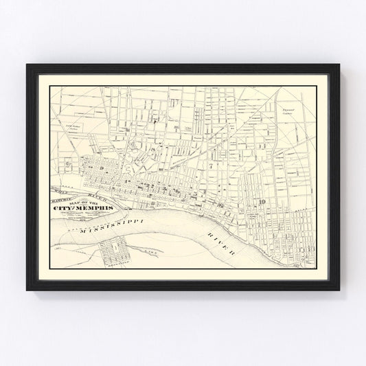 Vintage map of Memphis, Tennessee, 1872
