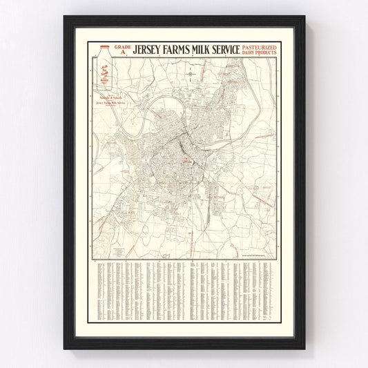 Vintage map of Nashville, Tennessee, 1947