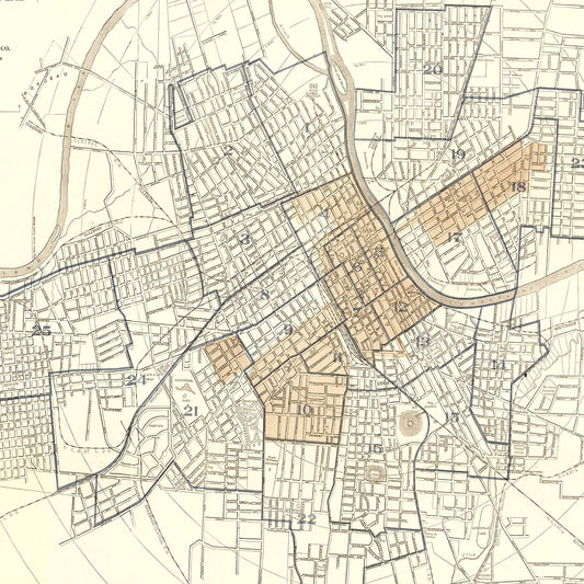 Vintage Map of Nashville, Tennessee, 1907