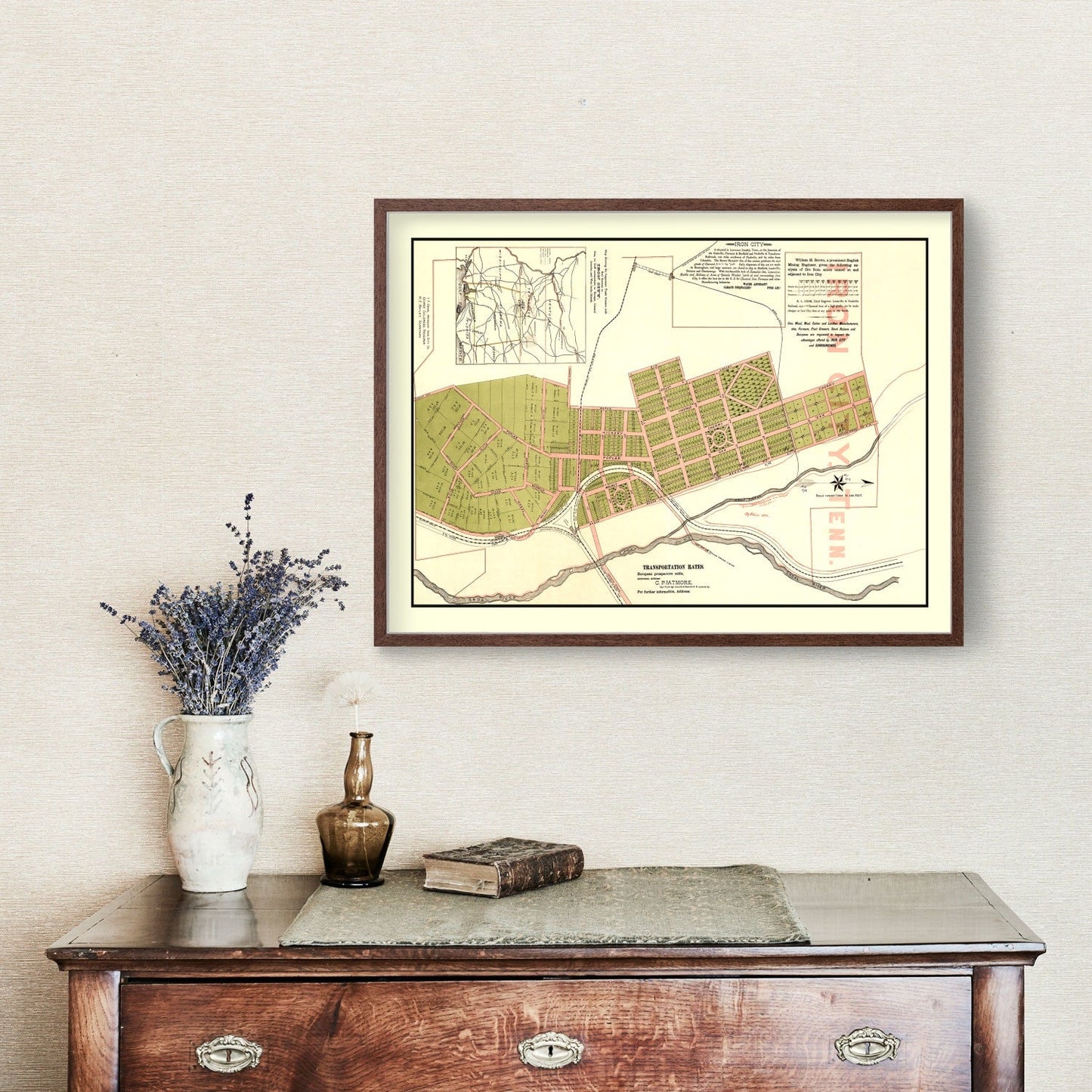 Vintage Map of Iron City, Tennessee, 1890