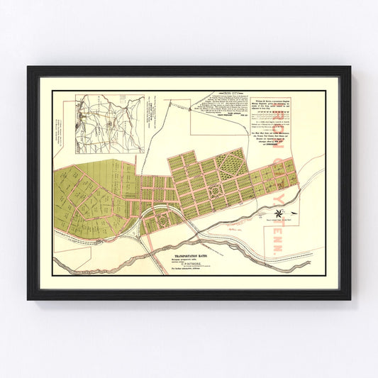 Vintage map of Iron City, Tennessee, 1890
