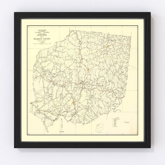 vintage map of Hickman County, Tennessee, 1926