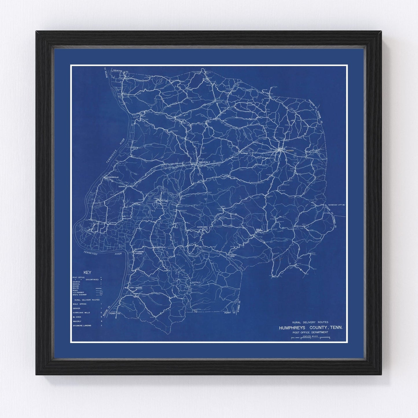 Vintage map of Chester County, Tennessee, 1918, digitally restored print