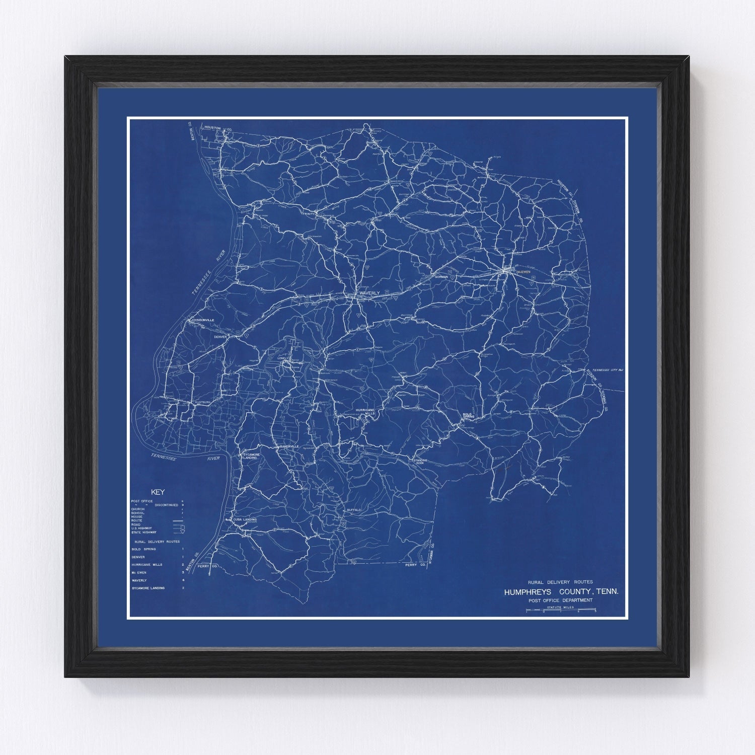 Vintage map of Chester County, Tennessee, 1918, digitally restored print