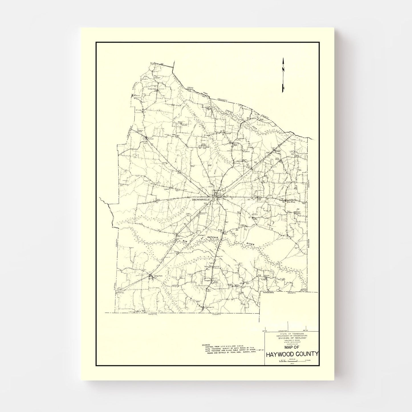 Vintage Map of Haywood County, Tennessee, 1937