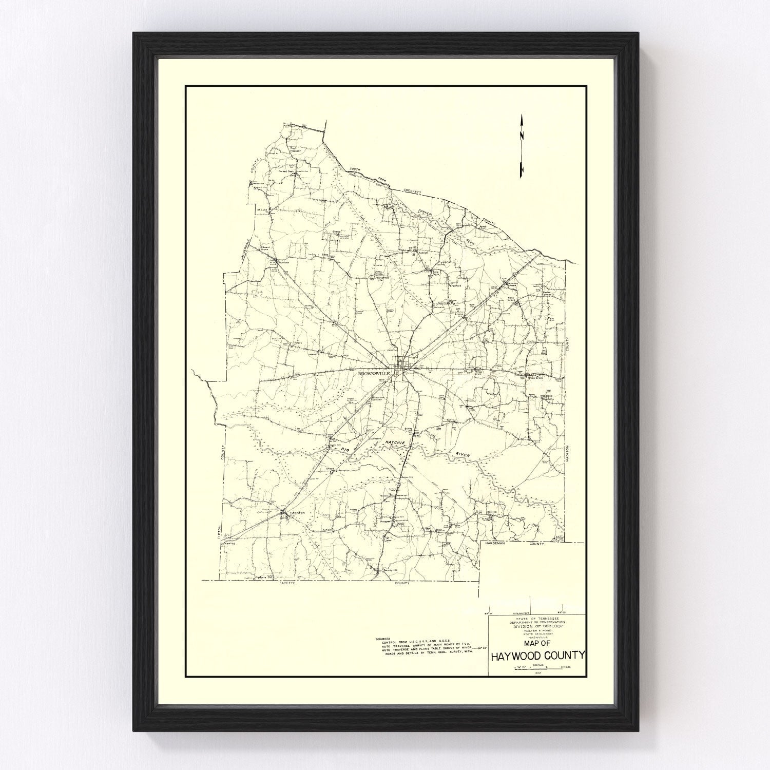 Vintage map of Haywood County, Tennessee, 1937