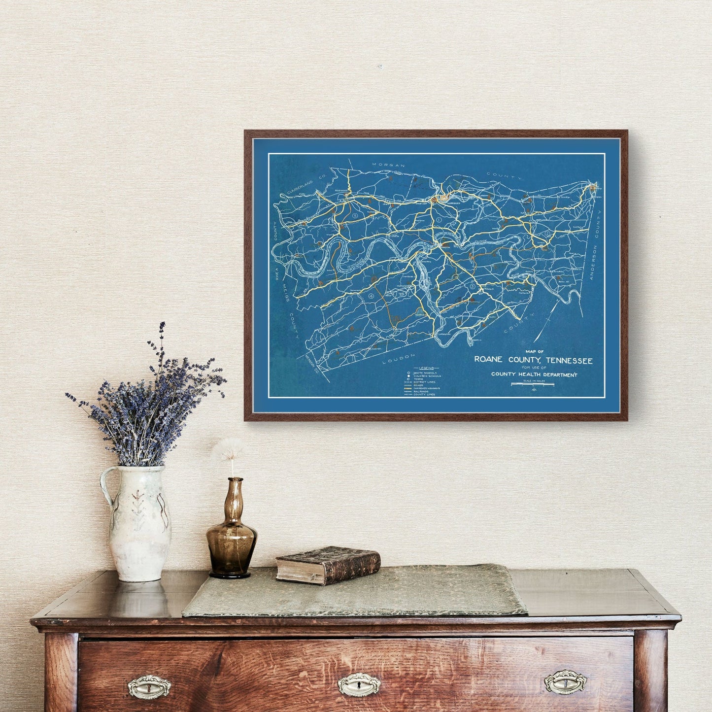 Vintage Map of Roane County, Tennessee, 1930