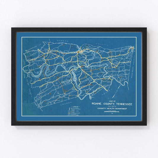 Vintage map of Roane County, Tennessee, 1930